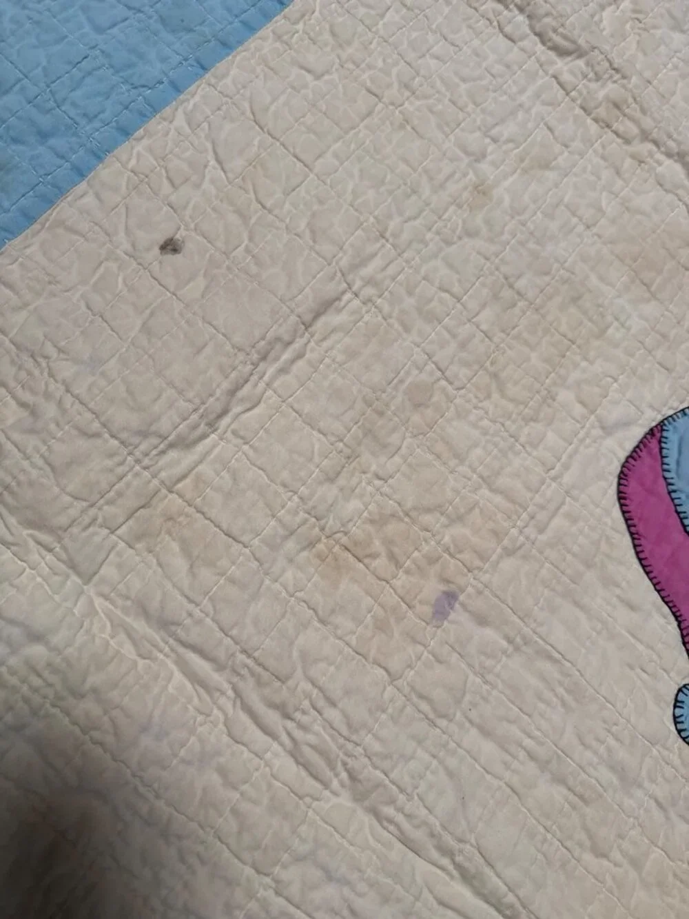 Vintage Quilt Southern Belle Sunbonnet Sue Appliqué Pink Blue Cream Approx. 47